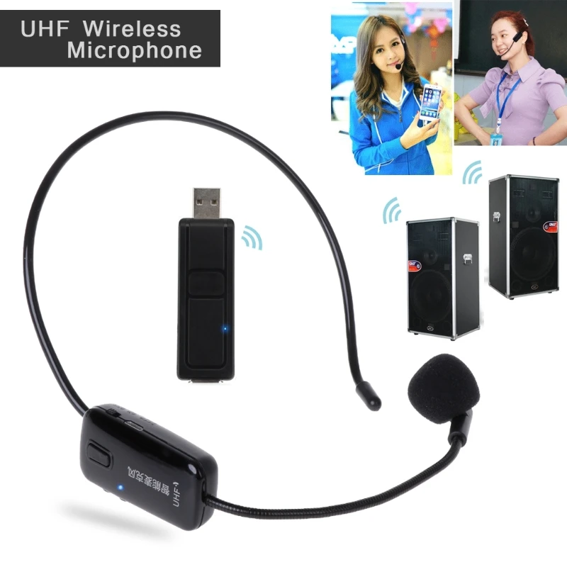 UHF USB беспроводной головной микрофон конденсаторный для динамика громкий