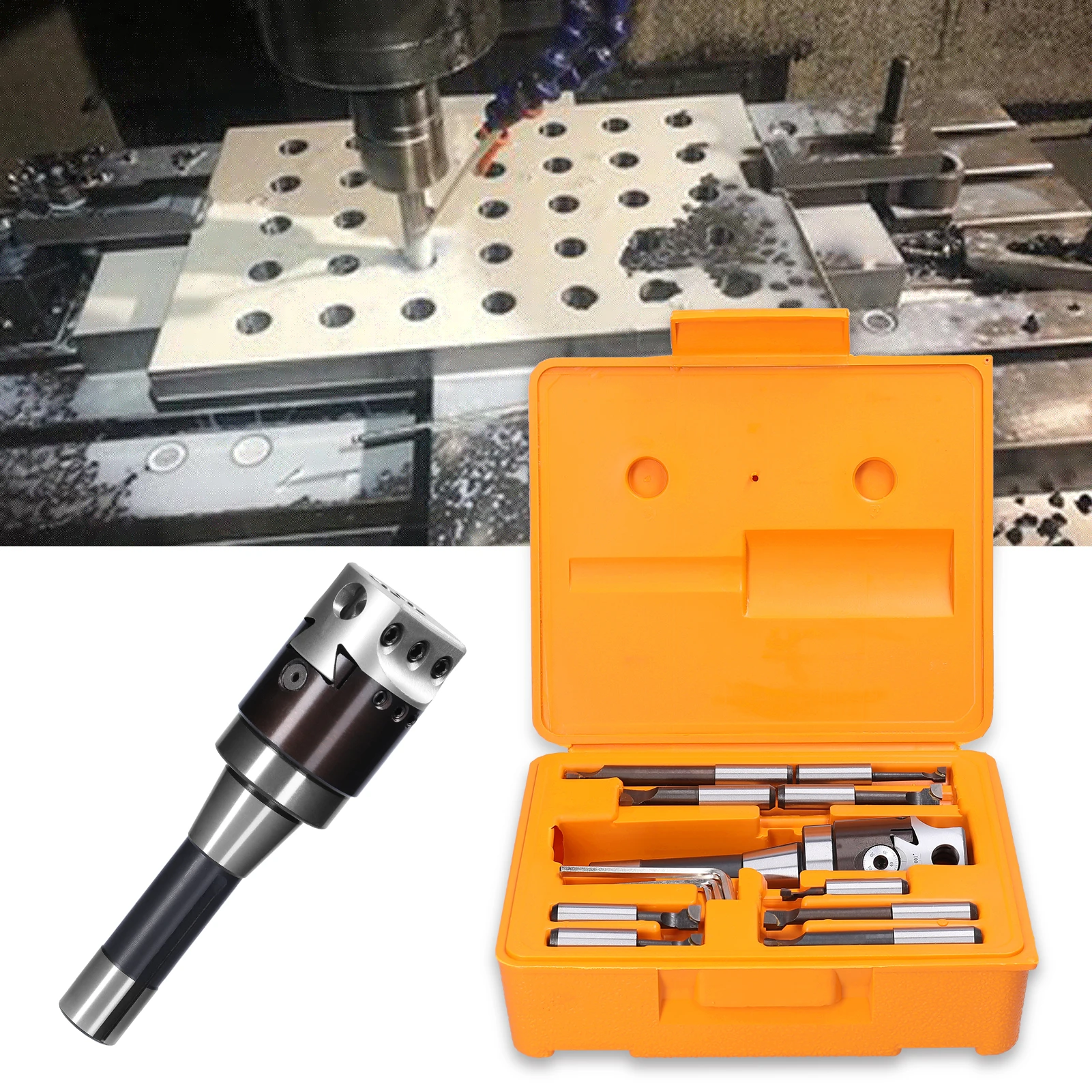 

KKMOON 2 inch Boring Heads R8 Shank Holder Set with 1/2inch Carbide Boring Bar for Manufacturing and Milling Workpiece