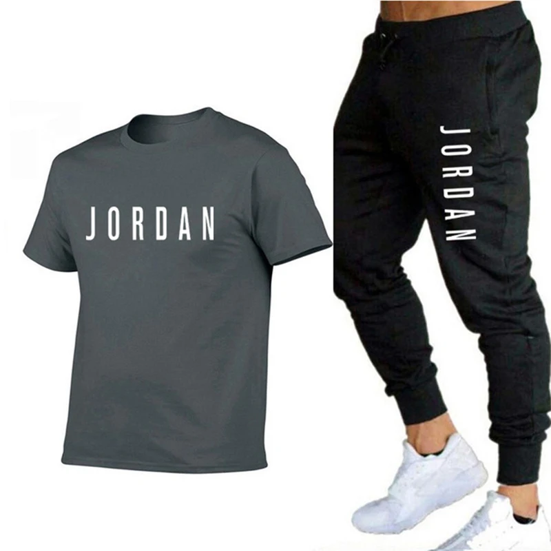 

Men's summer new trend fashion printing personality sports short-sleeved T-shirt + casual trousers jogging suits brand men's clo