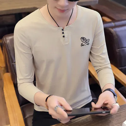 

Autumn and winter new men's casual long-sleeved fashion simple t-shirt 595
