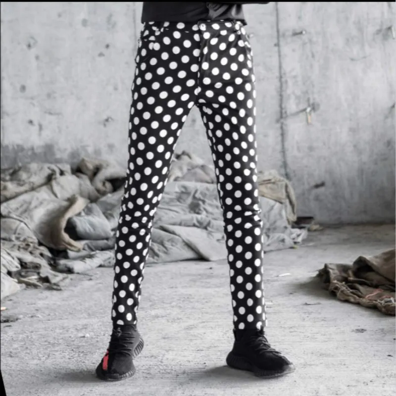 Брюки для ночного клуба певицы штаны выступлений мужские облегающие брюки