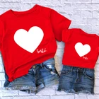 Одинаковая семейная одежда, забавная футболка для всей семьи, одежда для мамы и дочки, красная Детская Хлопковая одежда для мамы и меня