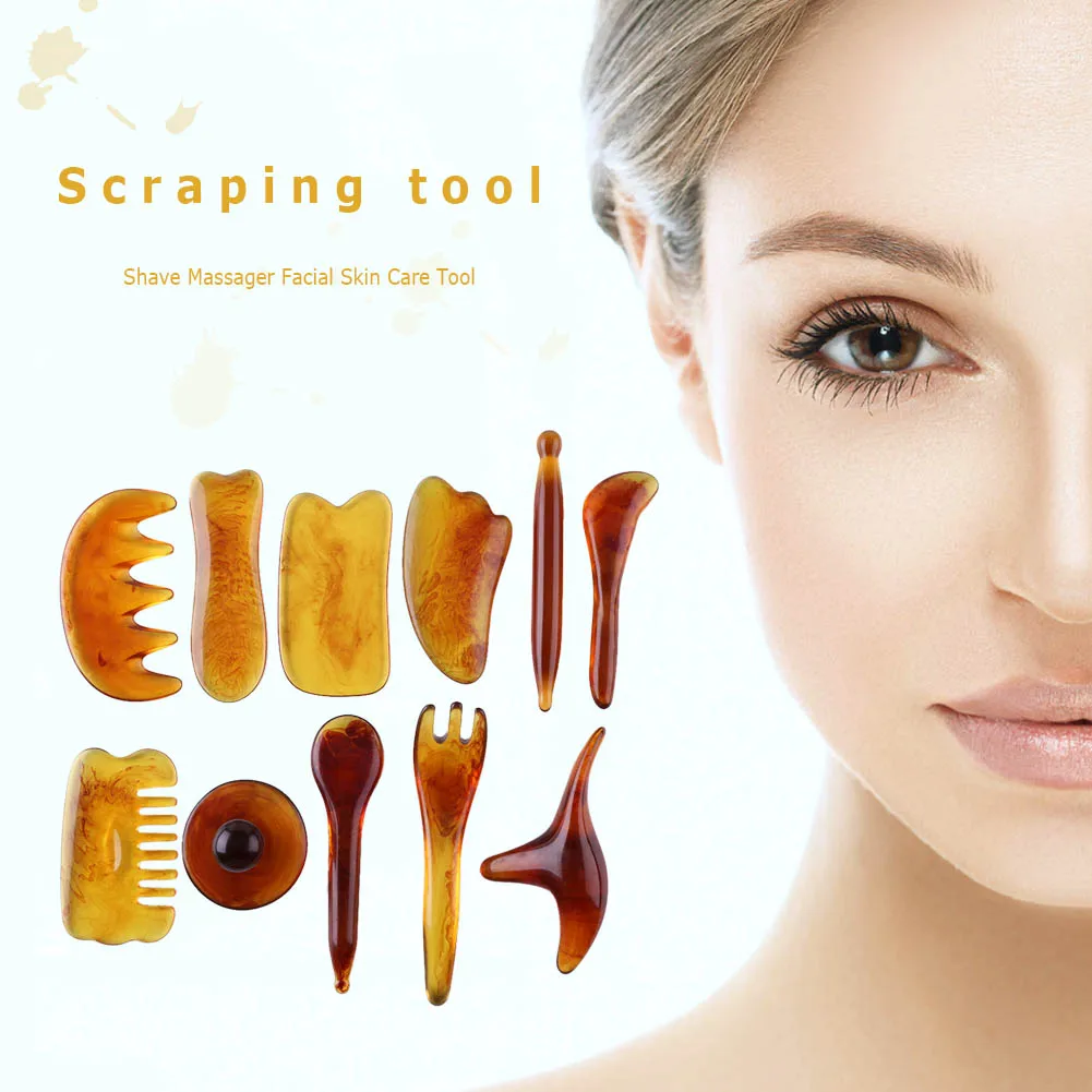Скребок Янтарь из воска Guasha массажная доска натуральной смолы для массажа лица