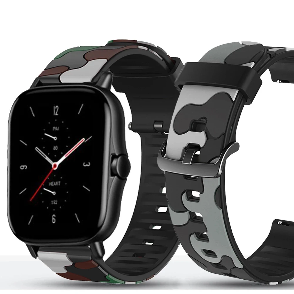 

22mm Watch Strap For Samsung Galaxy Watch 42mm 46mm Huami Amazfit GTS Bip Band Sport Silicone Bracelet Camouflage Watchband 20mm