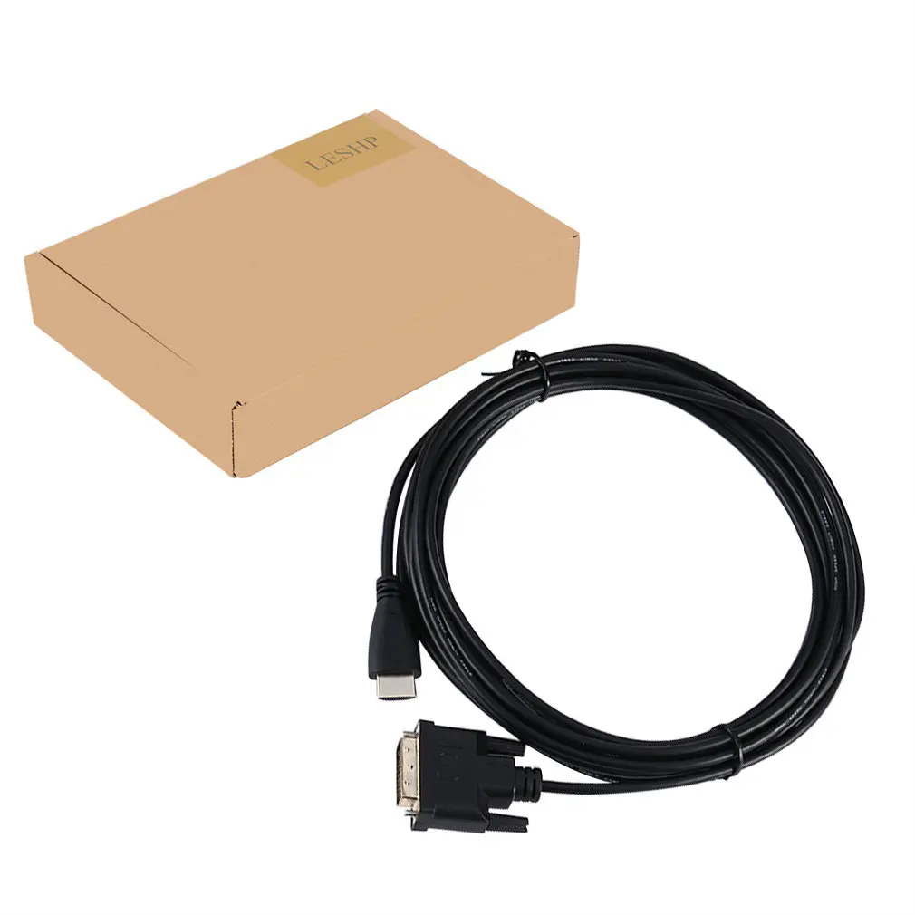LESHP черный 3/5 м Прочный портативный монитор кабель HDMI DVI Номинальная высокая