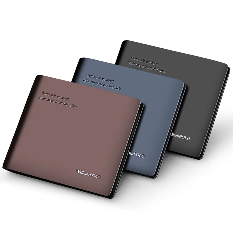 Мужской кошелек короткий двойной складной с зажимом для кредитных карт кожаный