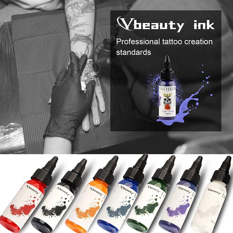 

7Colors Tattoo Ink Pigment Professional DIY Tattoo Pigment Practice Tattoo Ink Permanent Painting Supply for Beauty Body Art