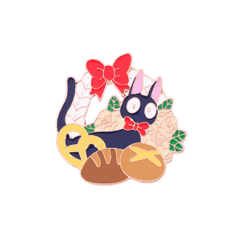 Kawaii Gigi The Baker Hard Enamel Pin Fashion Cartoons Animal Black Cat Brooch Badge Jewelry Miyazaki Hayaos Anime Fans Gift |