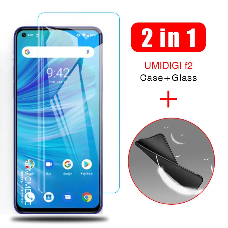 2 в 1: чехол + Стекло для UMIDIGI F2 Экран протектор объектива на F защитный крышка s -