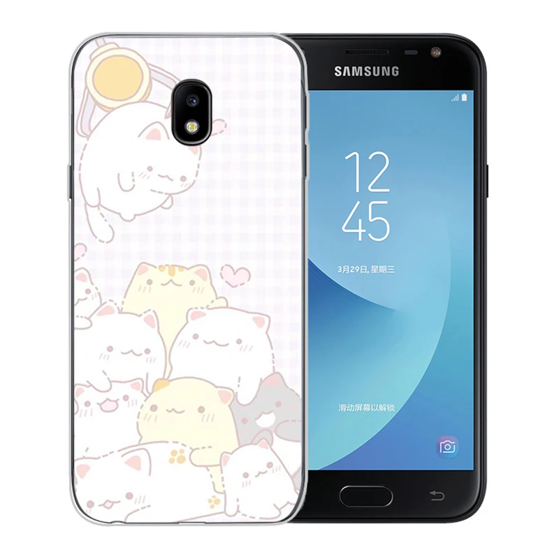 Kawaii Molang мультфильм аниме кот Рисунок мягкий чехол для телефона Samsung Galaxy J5 J7 2016 J3 2017