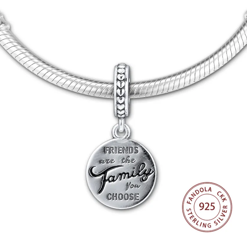 Fit Pandora Bracelet Friends Are Family Dangle Charms Original 925 Sterling Silver Beads for Jewelry Making Kralen Berloque | Украшения и