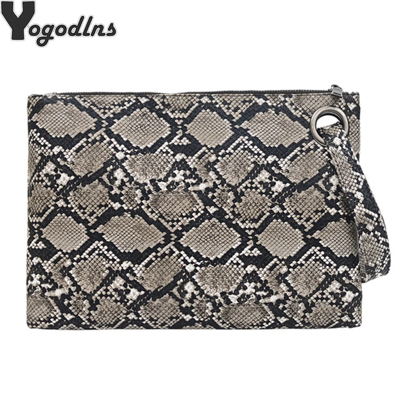 Женский Повседневный клатч со змеиным принтом сумочка из мягкой искусственной