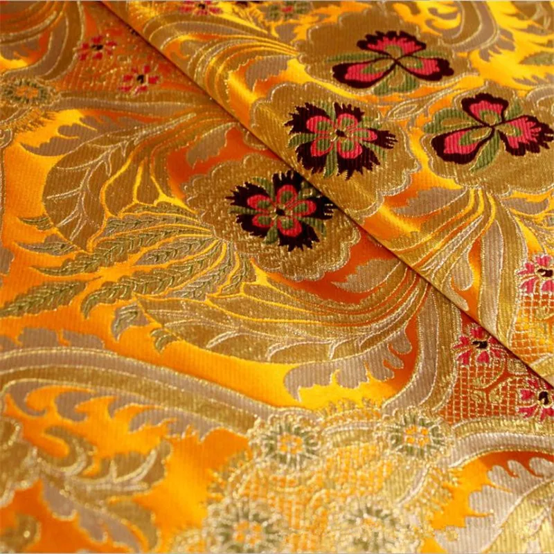 CF1138 Polyester Metallic Flowers Jacquard Brocade Fabric Chinese Cheongsam Clothes Dress Jacket Fabric DIY Sewing Silk Fabrics