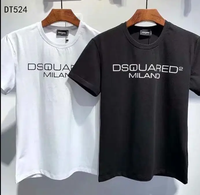 Летняя футболка DSQ2 из чистого хлопка с круглым вырезом и коротким рукавом