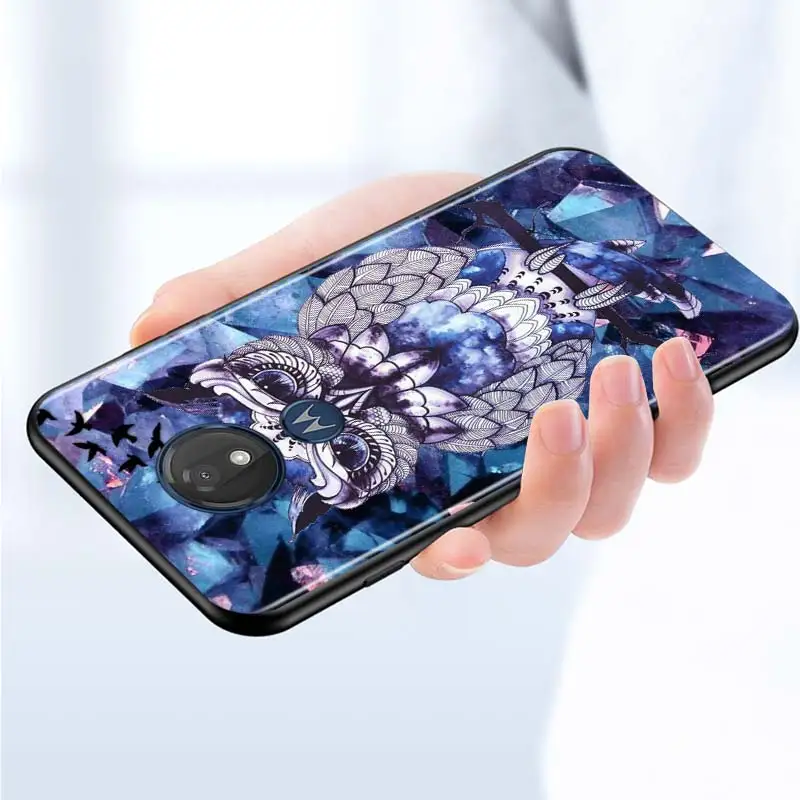 

Fashion Starry Cute Owl for Motorola G9 G8 G E7 E6 One Play Marco Hyper Fusion Stylus Power Edge Plus Black Phone Case