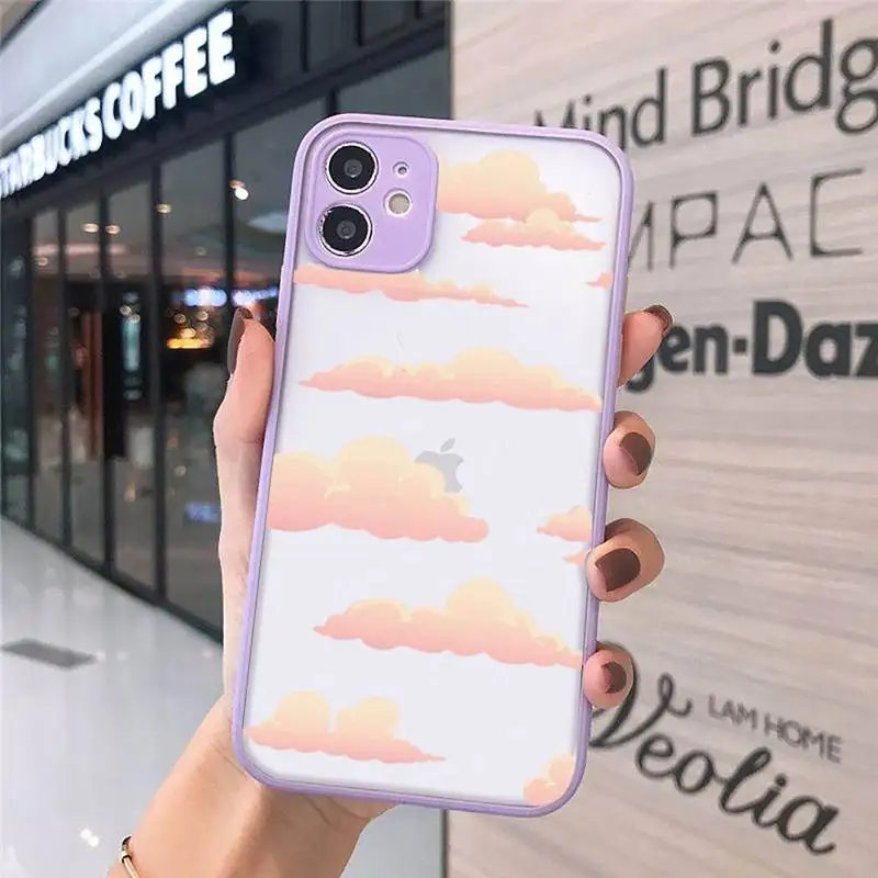 

Cartoon rainbow cloud cute luxury Phone Cases funda matte transparent For iphone 7 8 11 12 plus mini x xs xr pro max cover