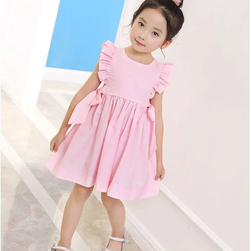 2021 Brand New Girls' Clothing Baby Summer Dress Ruffle Sleevele Princess Frocks Big-bow Fashion Kids Girl 3-7 | Детская одежда и