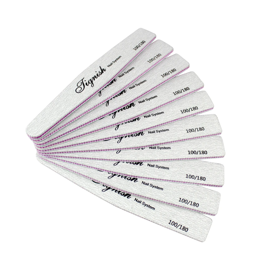 

Tignish 10Pcs/Lot 100/180 GRIT Gray Diamond Nail File Manicure Pedicure Buffer Nail Art UV Gel Tools System