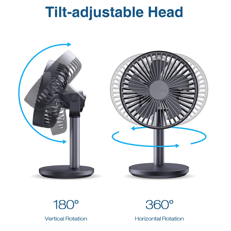 Портативный вентилятор JISULIFE для дома офиса стола настольный с зажимом батарея 4000