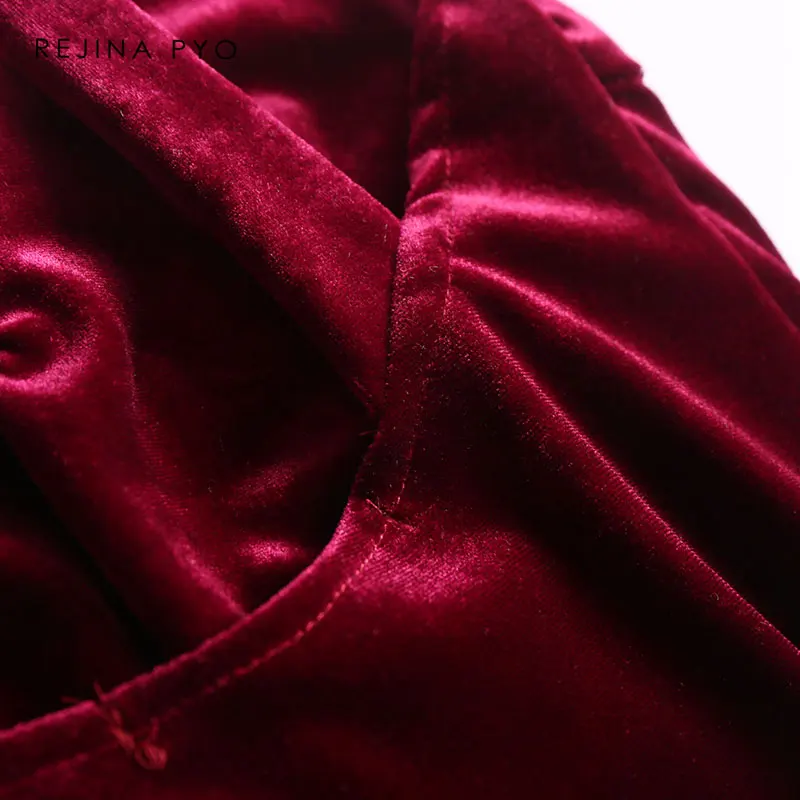 Женский бархатный комбинезон BIAORUINA бордовый сексуальный с V образным вырезом