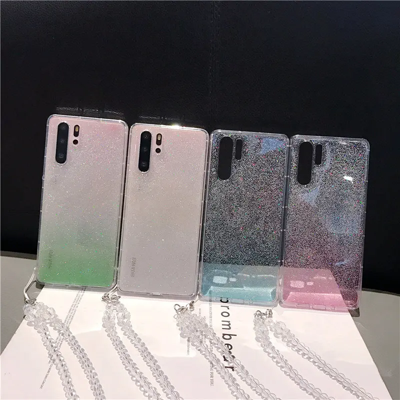 Luxury Fashion Transparent Gradient Funda for Huawei P30 P20 Mate20 Pro Silicone Soft TPU Glitter Bling Phone Cases Back cover | Мобильные