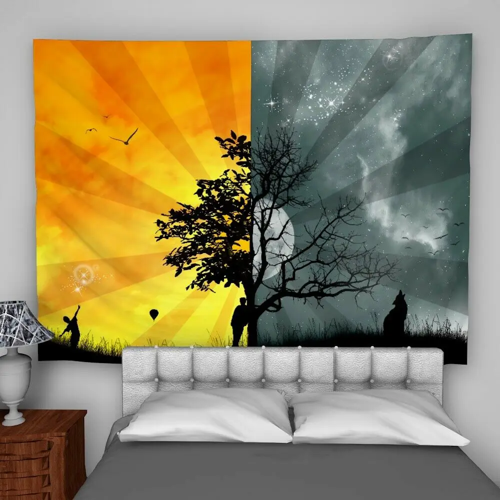 Дневной и ночной режимы настенный психоделический гобелен Спальня украшение