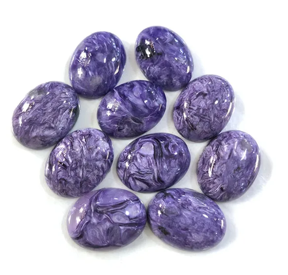 

Wholesale 2pcs Natural Charoite Bead Cabochon 8x10 10x12 10x14mm 12x16mm 13x18mm 18x25mm Oval Gem stone Bead,Ring Face Cabochon