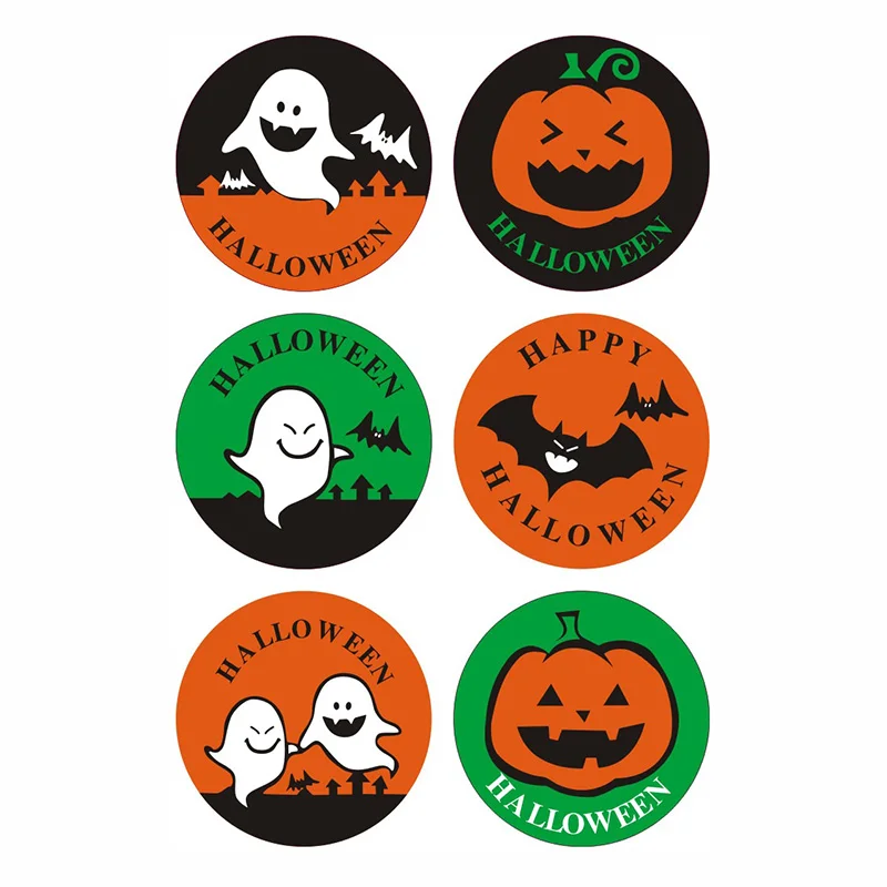 

10 листов, 60 шт., круглые наклейки на Хэллоуин