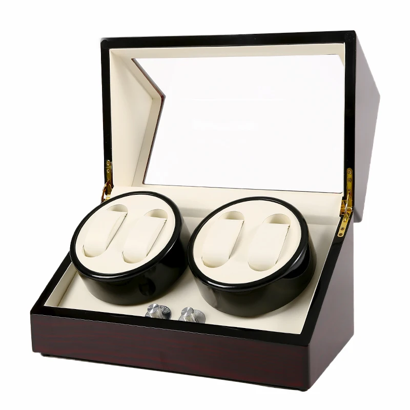 Wood Watch Winder Box 4+0 Automatic Watches Storage Jewelry Holder Display Piano Wooden Ultra Quiet Motor Shaker | Наручные часы