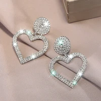 925 silver needle diamond hollow heart earrings temperament round shiny earrings trend style earings fashion jewelry 2020