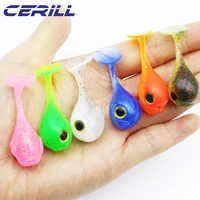 lot 20 cerill 45 mm 3d eyes shinner jigging wobblers paddle tail swimbait soft fishing lure double color artificial silicone 3 g