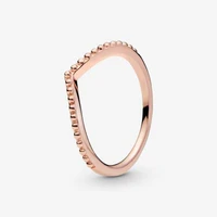 100 925 sterling silver pan ring new rose gold love bead wishing bone ring for women wedding party gift fashion jewelry