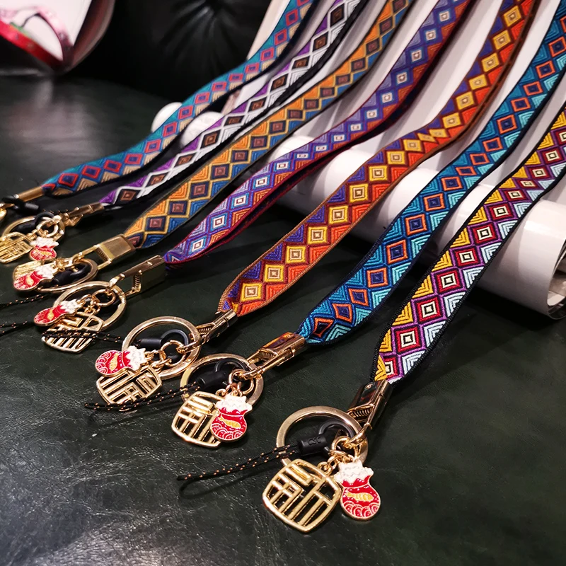 

Chinese Style Blessing Cat Lanyard for Keys USB ID Card Keycord DIY Lanyard Hang Rope New Pattern Mobile Phone Charm Neck Strap
