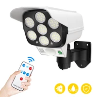 solar motion sensor light 77led street security outdoor dummy camera lighting with remote control ip65 garden 3 modes spotlight