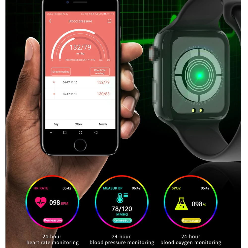 F10Plus Bluetooth Смарт часы Сенсорный экран спортивные пульсометр водонепроницаемый