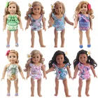 Кукольная одежда, купальник с единорогом, фламинго, Русалка, купальный костюм для 18-дюймового американского и 43 см поколения игрушек для новорожденных девочек