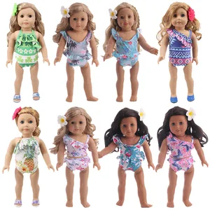 Кукольная одежда, купальник с единорогом, фламинго, Русалка, купальный костюм для 18-дюймового американского и 43 см поколения игрушек для новорожденных девочек