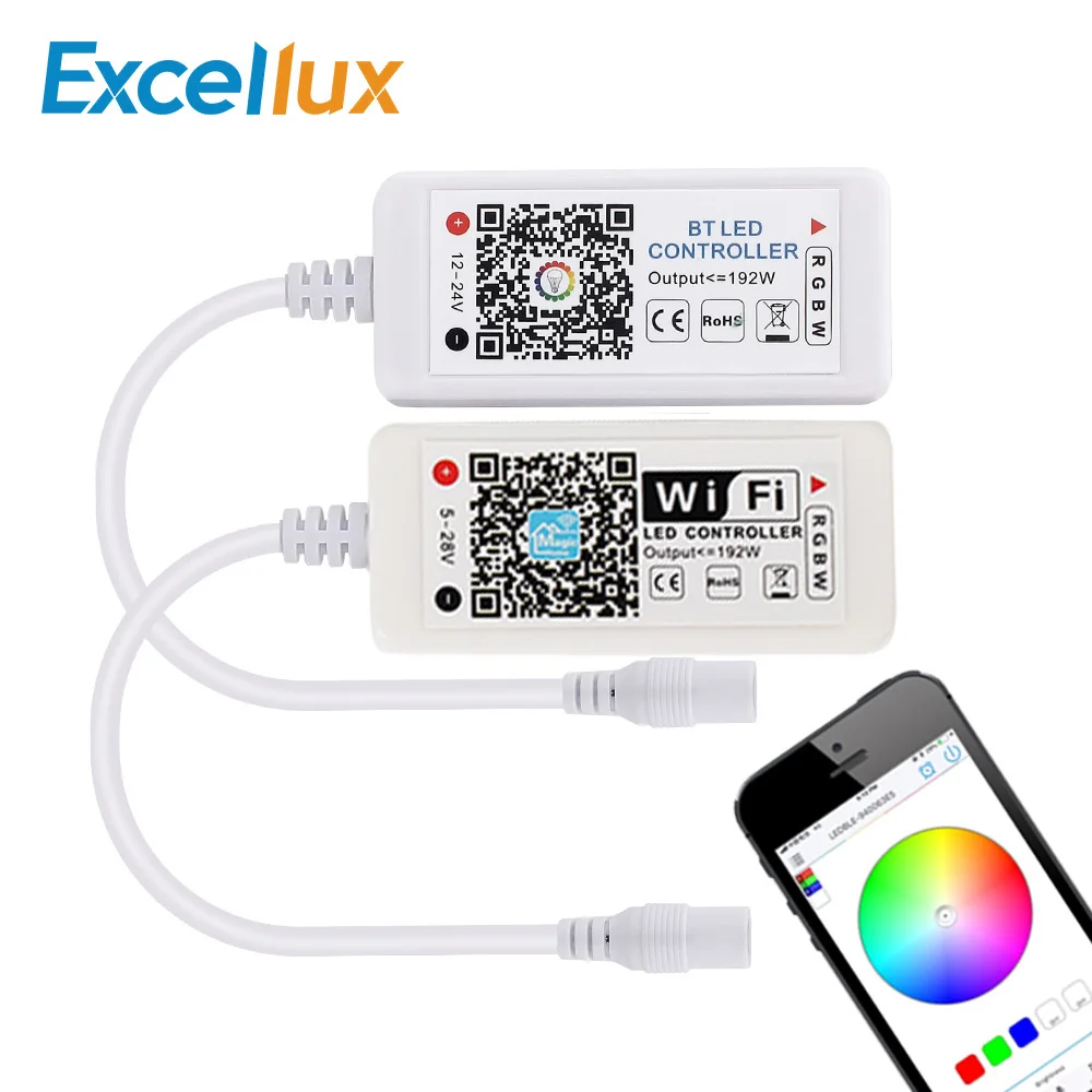 DC 12-28 в Мини wifi Bluetooth контроллер для RGB/RGBW полосы Музыки контроллер Amazon Alexa Google домашний телефон wifi контроллер