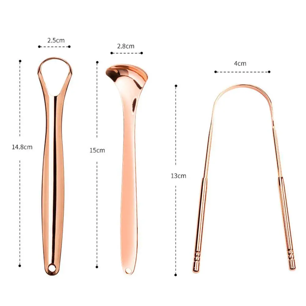 

3pcs/Set Steel Oral Tongue Cleaner Useful Brush Breath Scraper Reusable Medical Tongue Mouth Fresh D9M1