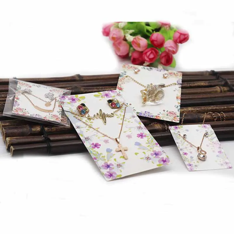 10 шт./лот комплект из ожерелья и серег с цветочным узором бирка для упаковки