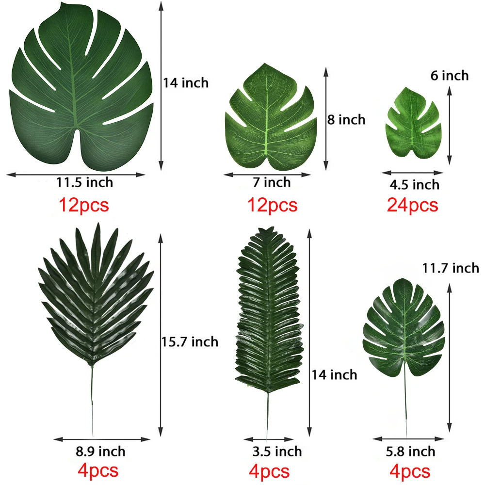 60/120 шт Искусственные тропические Пальмовые Листья для Гавайского моделирования
