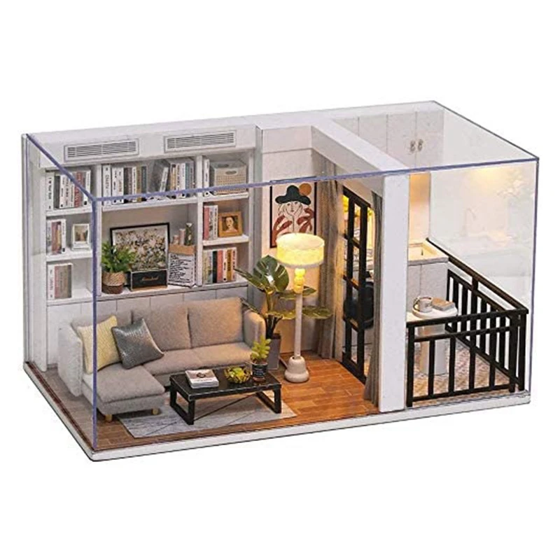 

DIY Miniature Dollhouse Kits Wooden Mini Furniture Decoration Dollhouse with Dust Proof Cover 1:32 Scale Creative Room