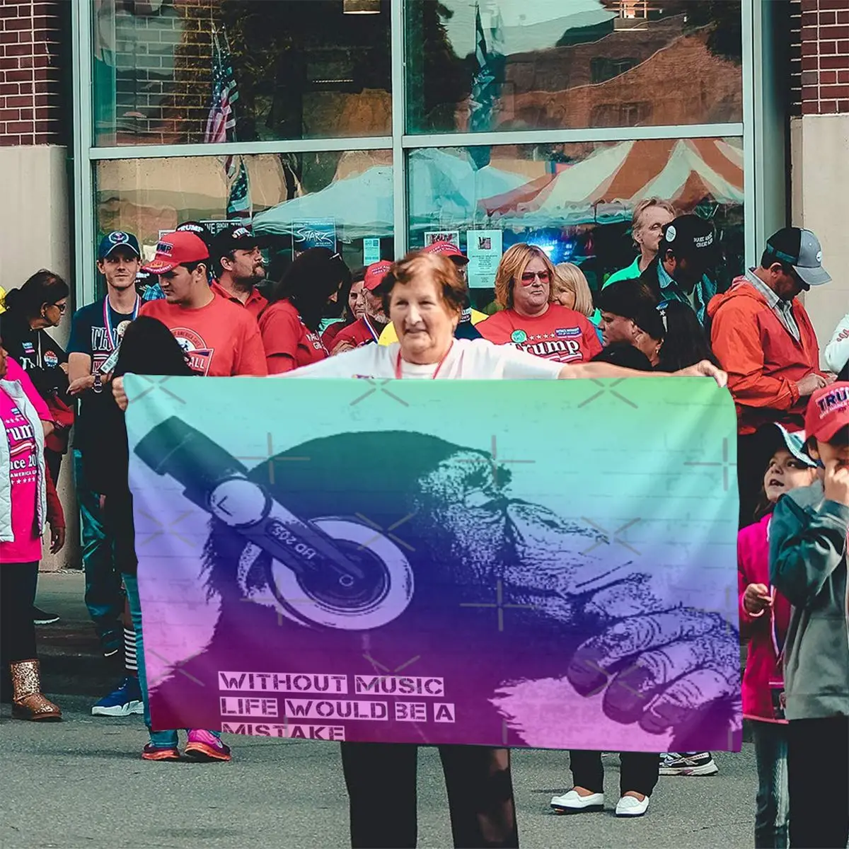 Без музыкальной жизни будет ошибкой Бэнкси искусство и музыка Цитата флаг баннер