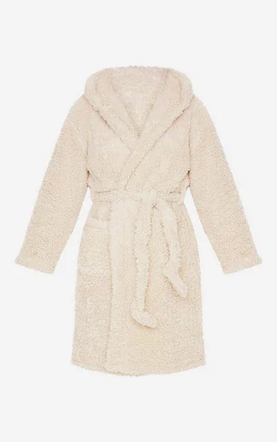 

Winter Robe Plush Fleece Bath Robes For Women Soft Warm Long Sleeve Night-robe Loungewear Pajama Rabbit Ears Hat Bathrobe