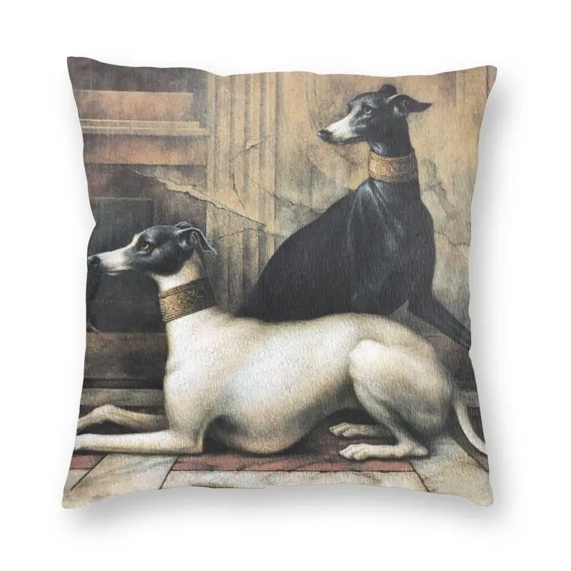 Greyhounds With Gold Collars Cushion Cover 45x45cm Home Deco