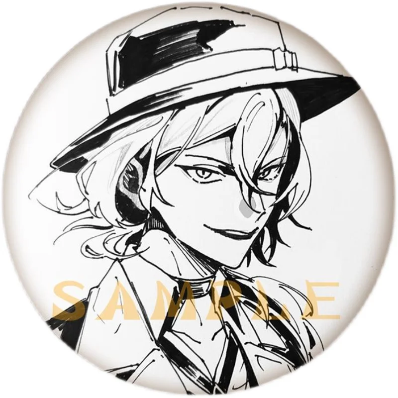 

Anime Bungo Stray Dogs Dazai Osamu Nakahara Chuuya Badge Brooch Button Pin Medal Metal Souvenir Accessories Cosplay Xmas Gift