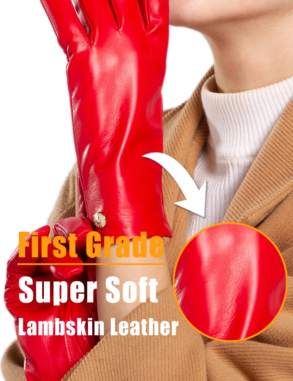 FEIQIAOSH guantes модные красные кожаные перчатки для женщин мотоциклетные
