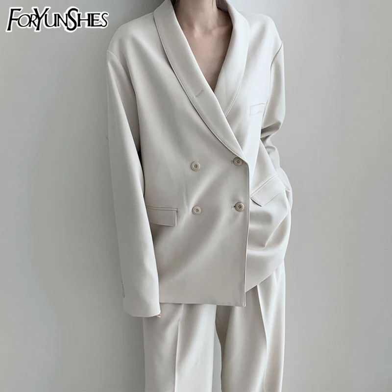 FORYUNSHES женские костюмы из 2 предметов пальто 2020 осень зима корейский женский