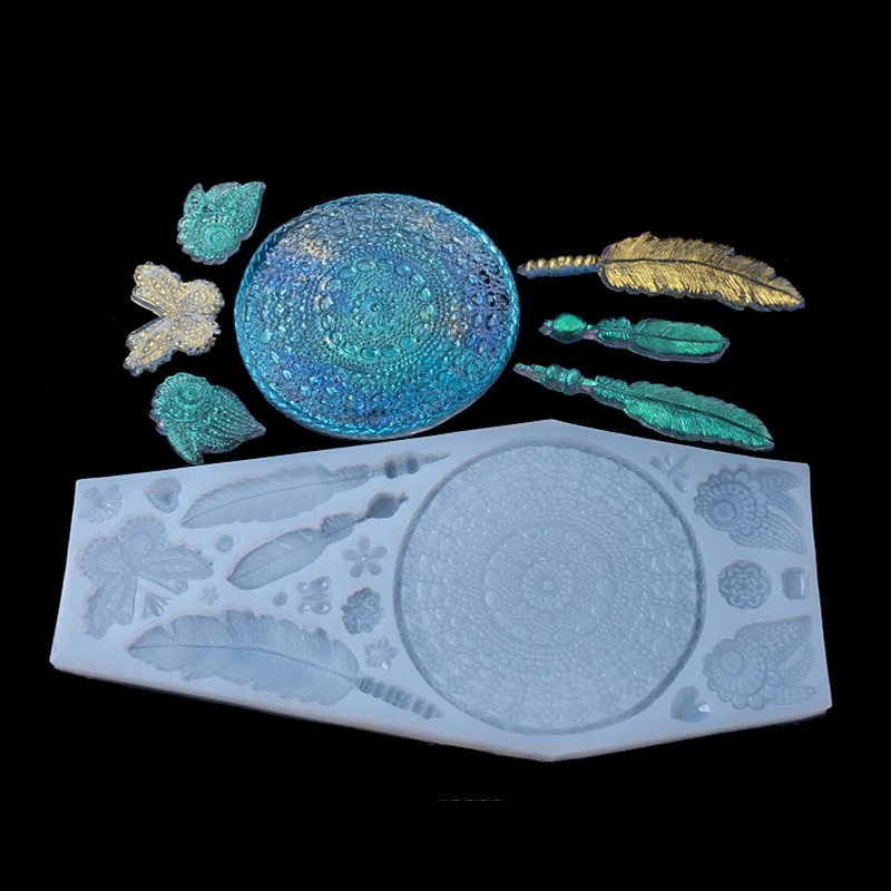 

Crystal Epoxy Resin Mold Dream Catcher Casting Silicone Mould DIY Crafts Tool