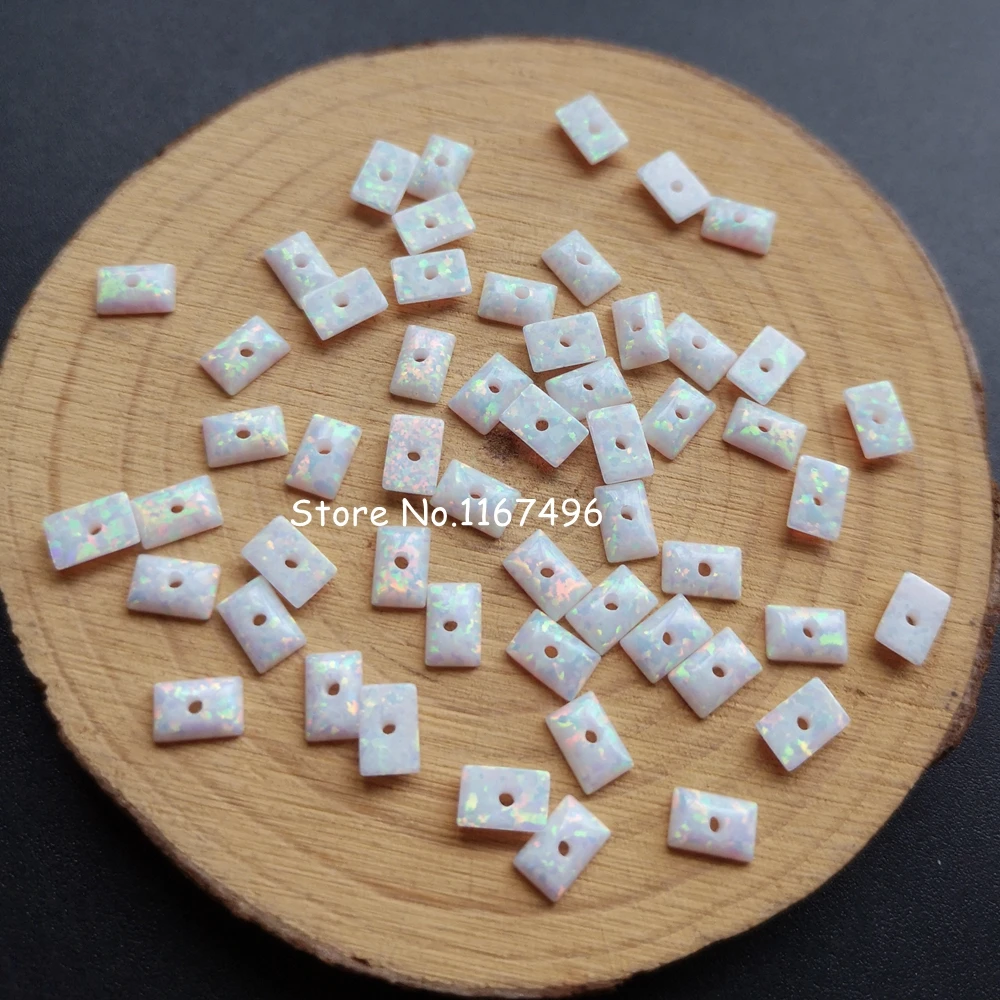 

200pcs/lot 4x6mm Synthetic Rectangle Cabochon Opal Stone for Earrings Drilled Rectangle Cut Opal Stone for DIY Jewelry